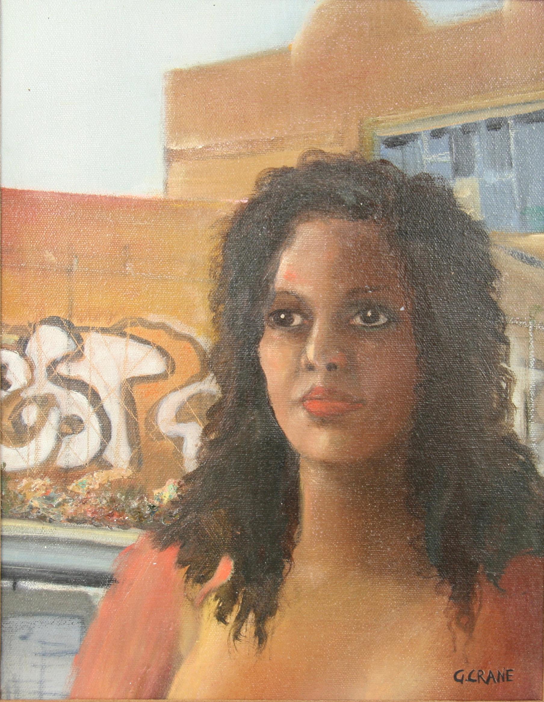 Mujer negra moderna  Centro  Ciudad Pintura Figurativa 1970 - Painting de G.Crane