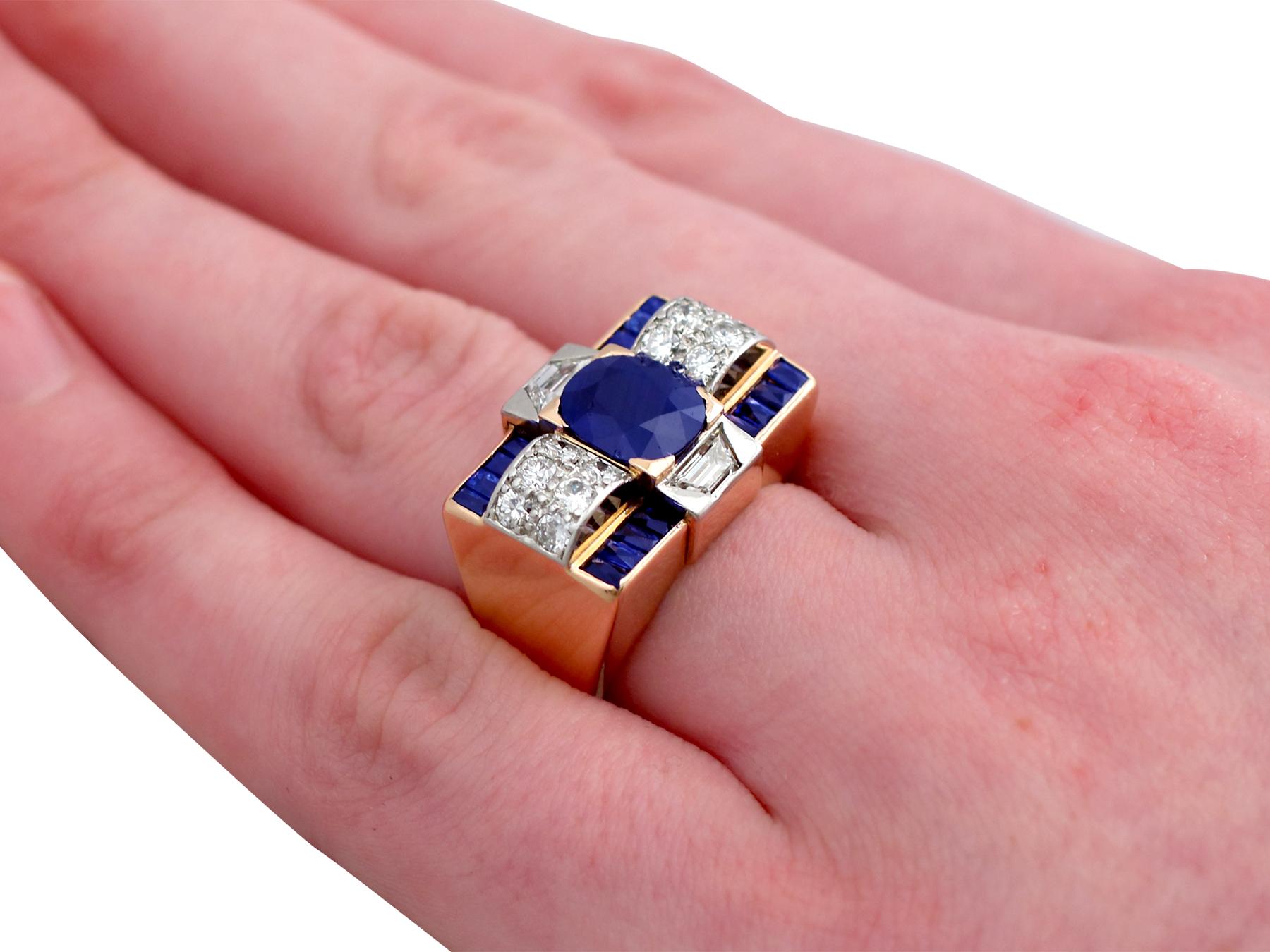 GCS Certified 3.72 carat Sapphire and Diamond Rose Gold Cocktail Ring 1