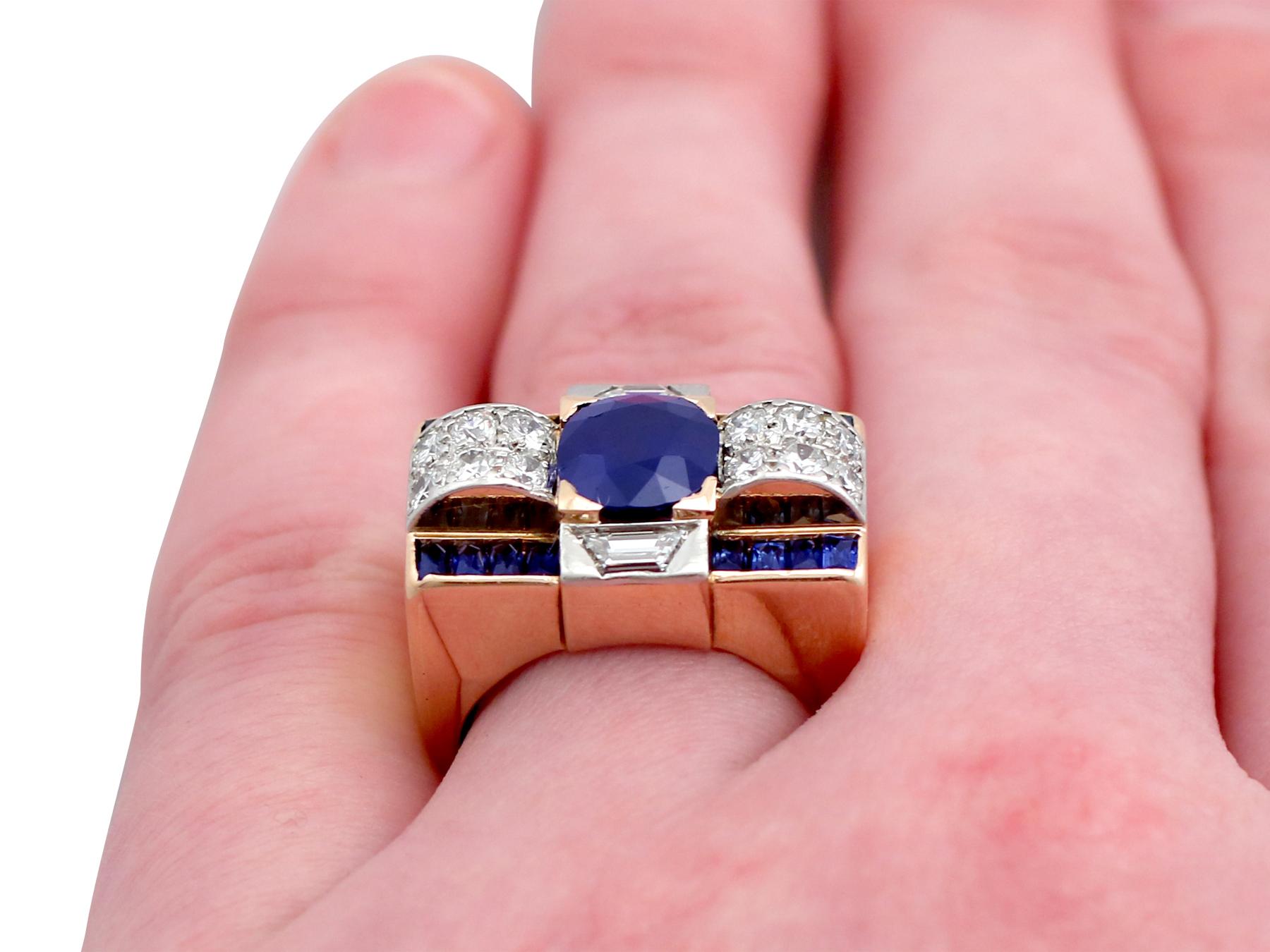 GCS Certified 3.72 carat Sapphire and Diamond Rose Gold Cocktail Ring 2