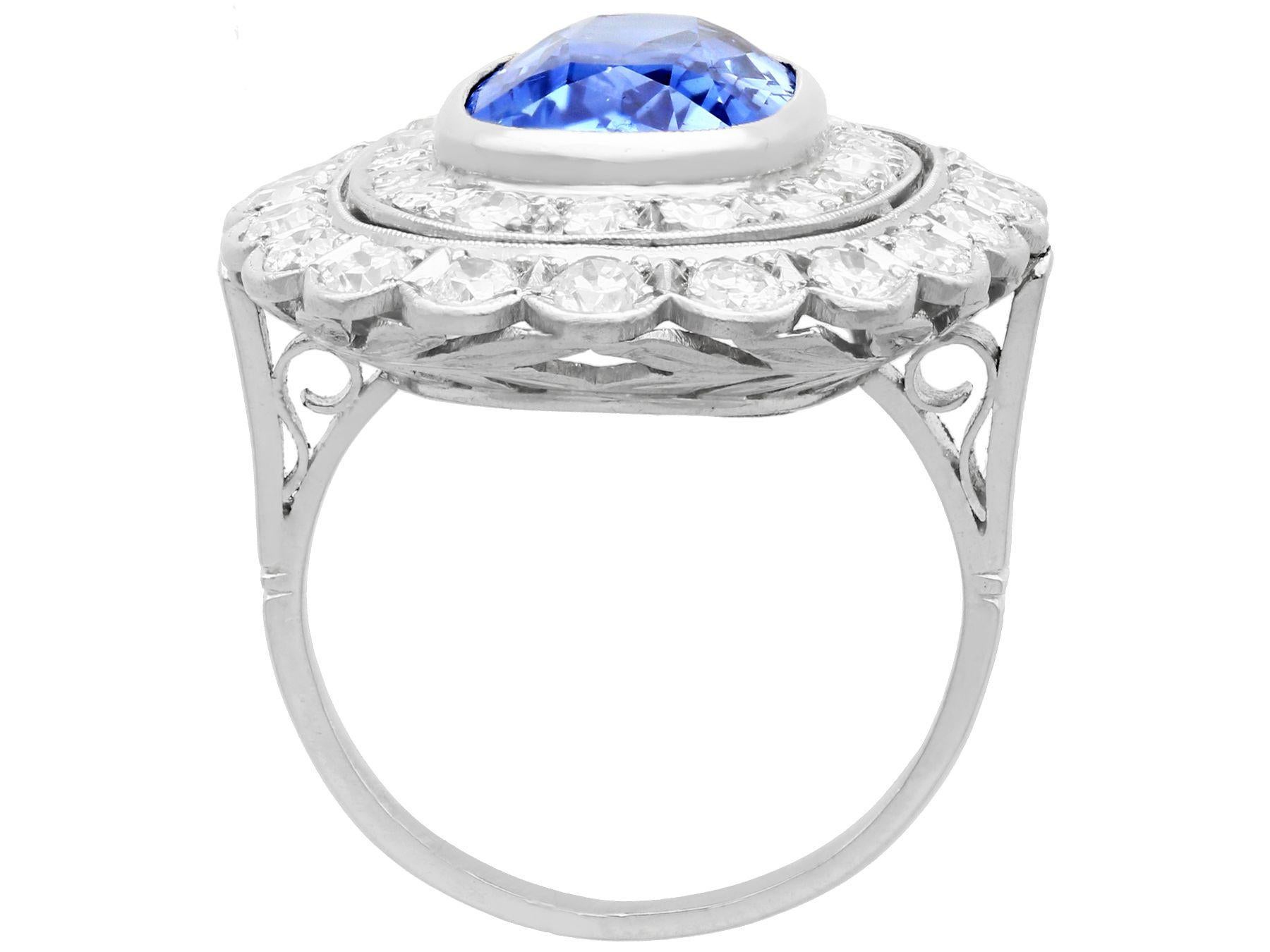 GCS Certified 6.25 Carat Ceylon Sapphire and 3.75 Carat Diamond Cocktail Ring For Sale 2