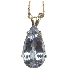 GCS Certified 6.35 Carat Deep Blue Santa Maria Aquamarine Gold Solitaire Pendant