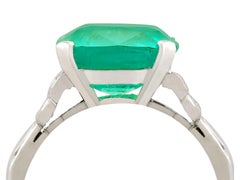 GCS Certified Antique 1930s 5.00 Carat Colombian Emerald and Diamond Ring