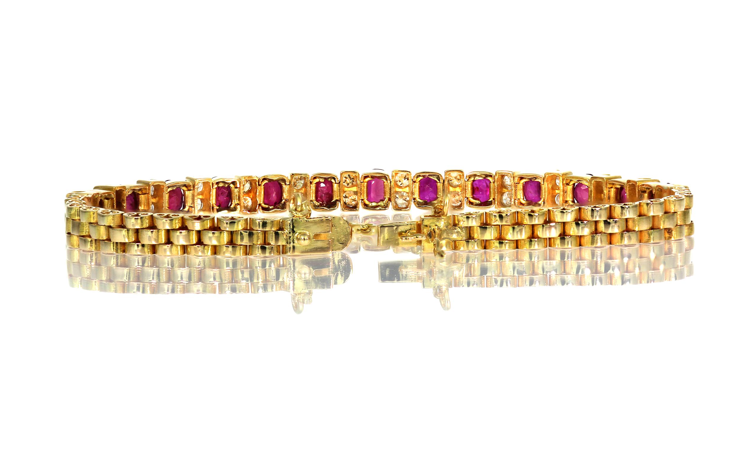 GCS Certified Natural Burmese/Myanmar Ruby & Diamond Necklace and Bracelet For Sale 3