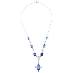 GCS Certified Natural Sri Lanka Sapphire 21ct & Diamond Antique Necklace/Tiara