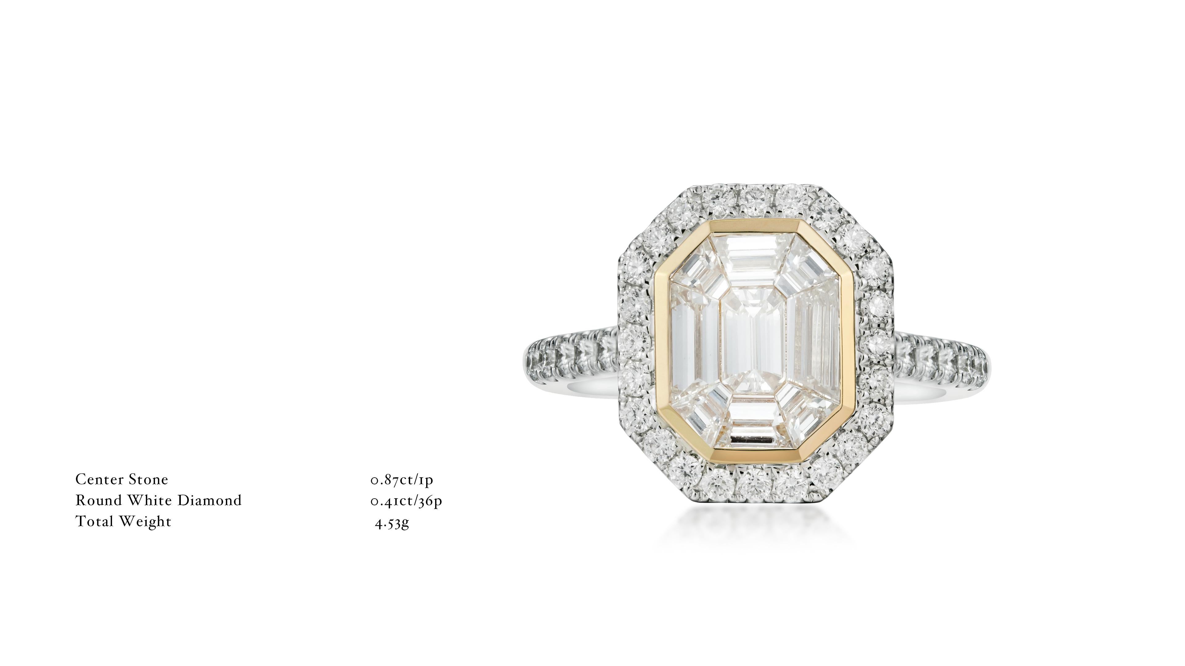 Emerald Cut GDP's 0.87ct Pie-cut Emarald Shape Natural Diamond ring, Pie-cut Diamond Jewelry For Sale