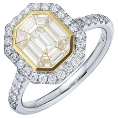 GDP's 0,87 Karat Ring mit natürlichem Diamanten in Smaragdform in Pie-Schliff, Diamantschmuck im Pie-Schliff