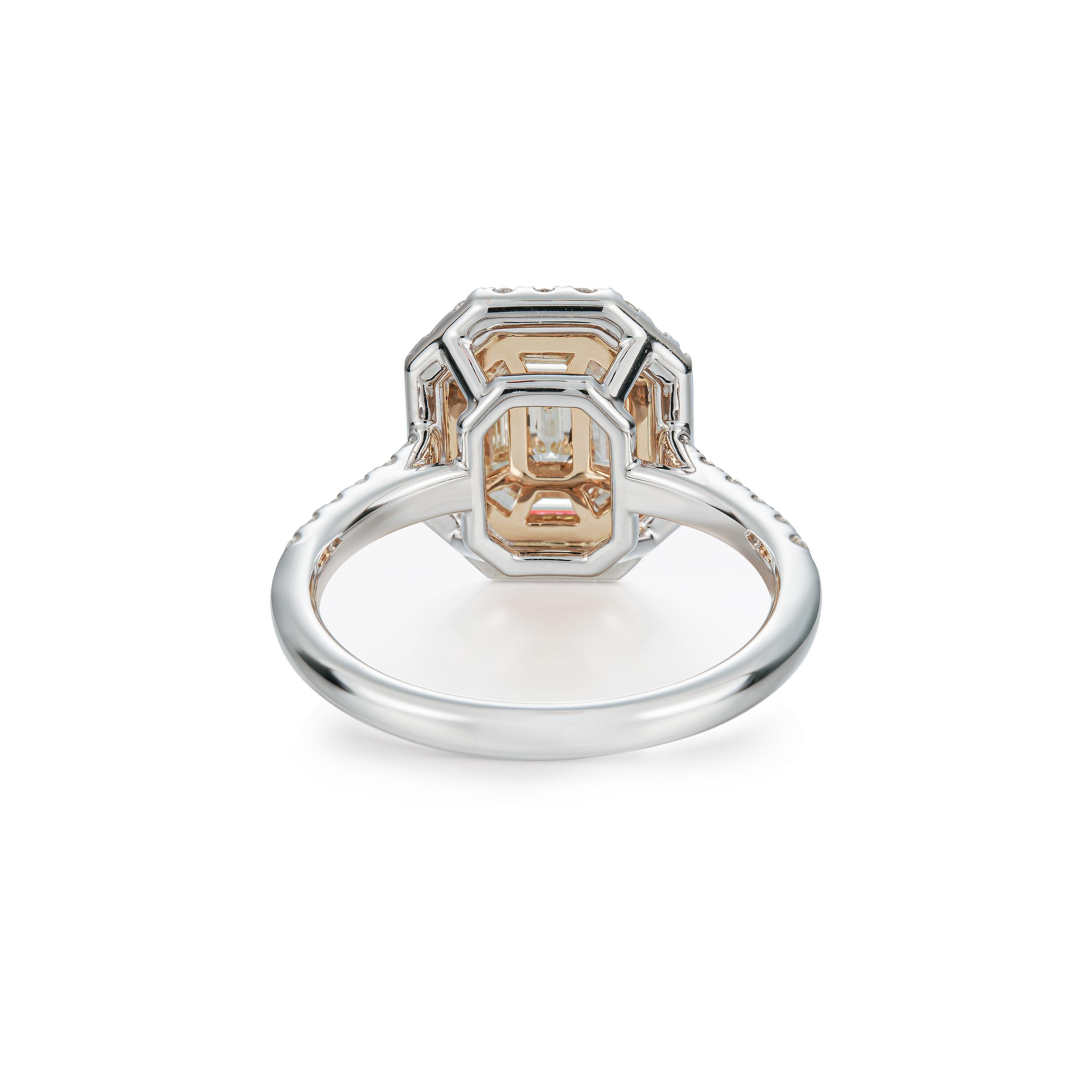 Contemporary GDP's 1.11ct Pie cut Emerald Shape Diamond Engagement Ring in 18K White Gold For Sale