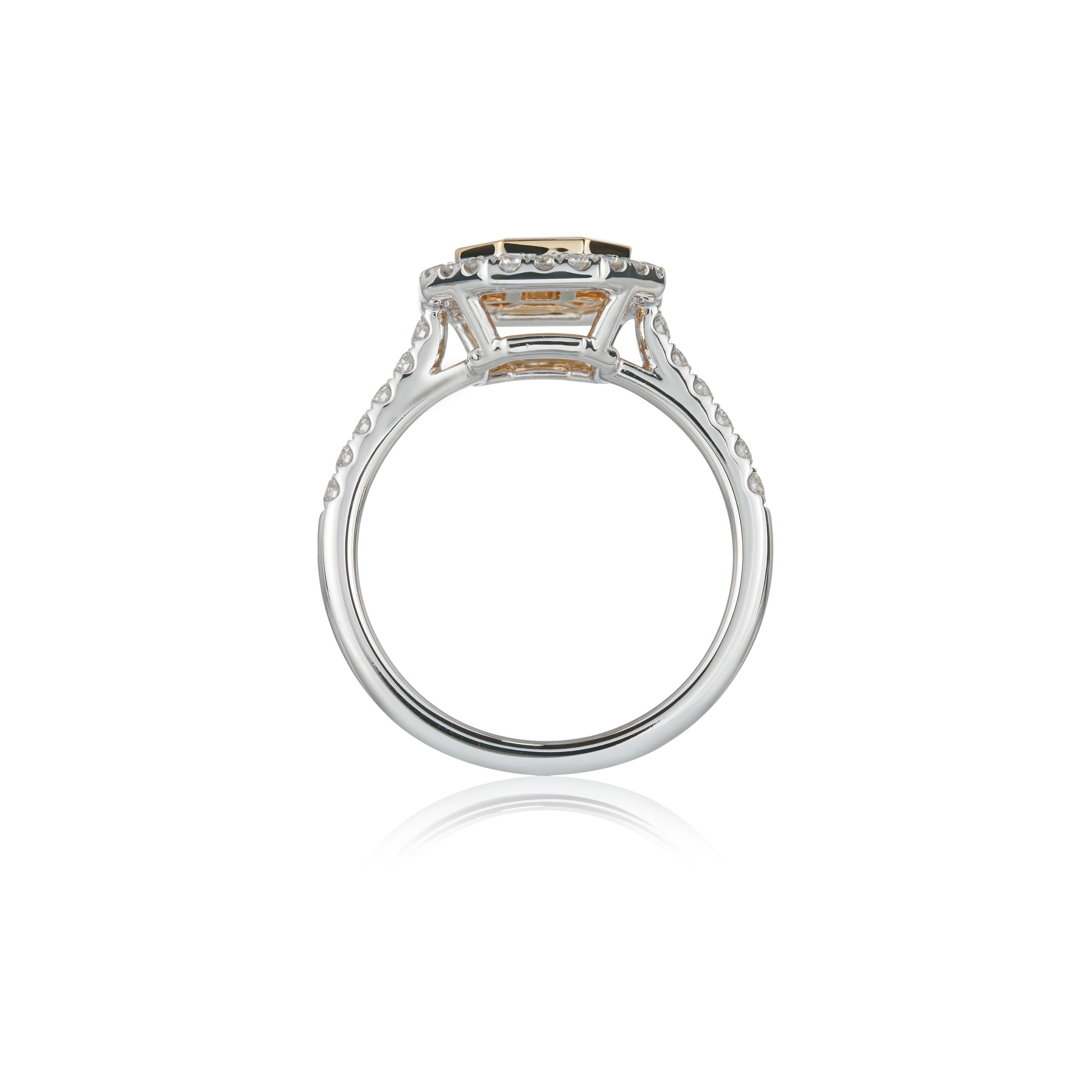 Emerald Cut GDP's 1.11ct Pie cut Emerald Shape Diamond Engagement Ring in 18K White Gold For Sale