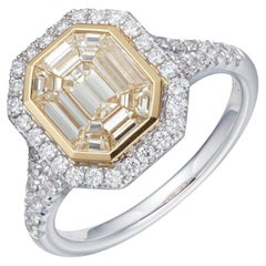 GDP's 1.11ct Pie cut Emerald Shape Diamond Engagement Ring in 18K White Gold