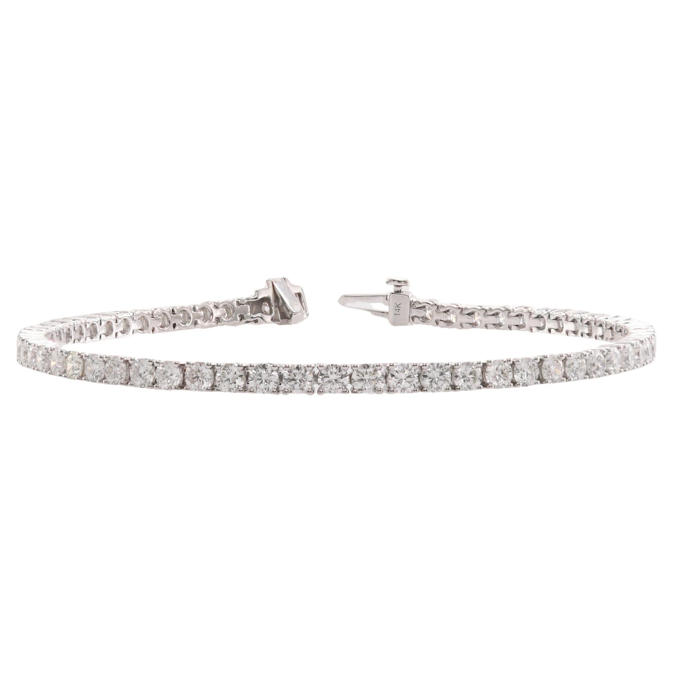GDP's 4.97cts Natural Round Diamond Tennis Bracelet in 14K White Gold 8.16gm For Sale