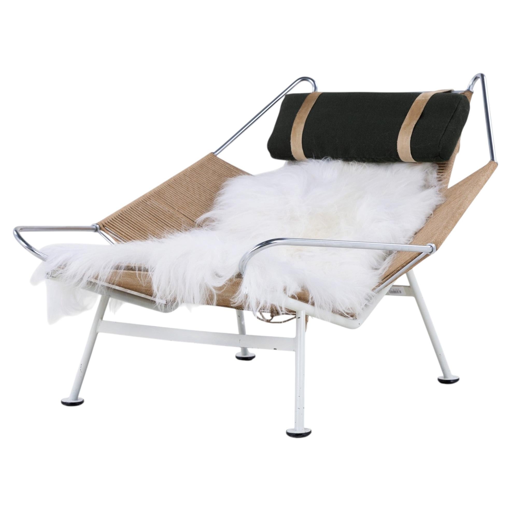 GE 225 - « Flag Halyard Chair » avec structure laquée blanche, par Hans J. Wegner en vente
