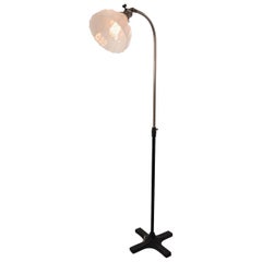 GE Articulated Floor Lamp, Fluted Clam Broth Shade