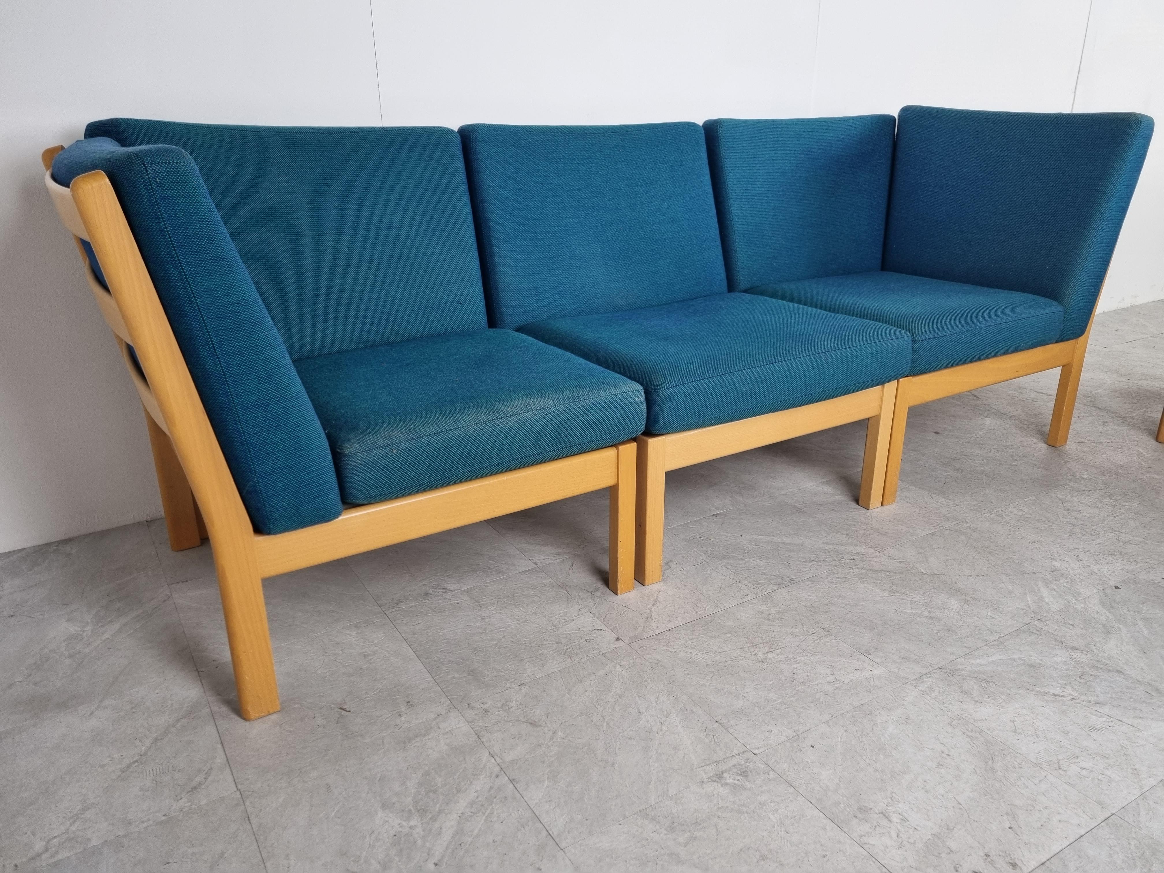 GE280 Modulares Sofa von Hans Wegner für Getama, 1980er Jahre (Stoff) im Angebot