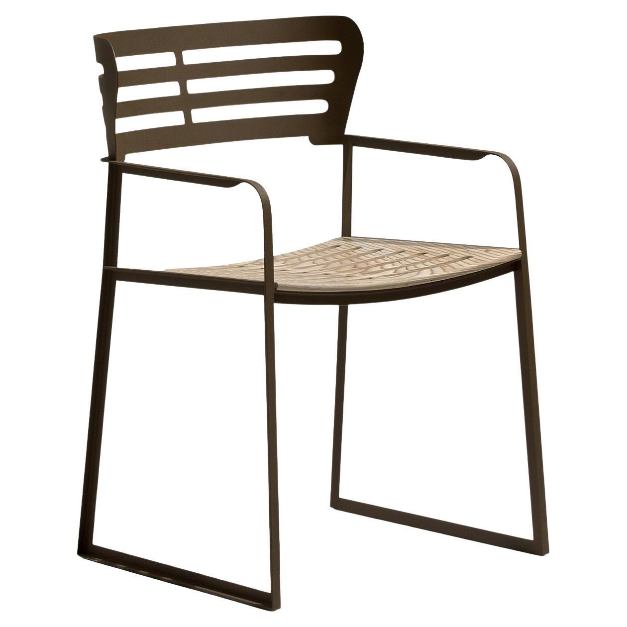 Silla de Exterior Gea Marrón Con Asiento de Abedul en venta