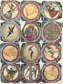 « Touched by History », eau-forte colorée à la main avec feuille d'or blanc, Triptique