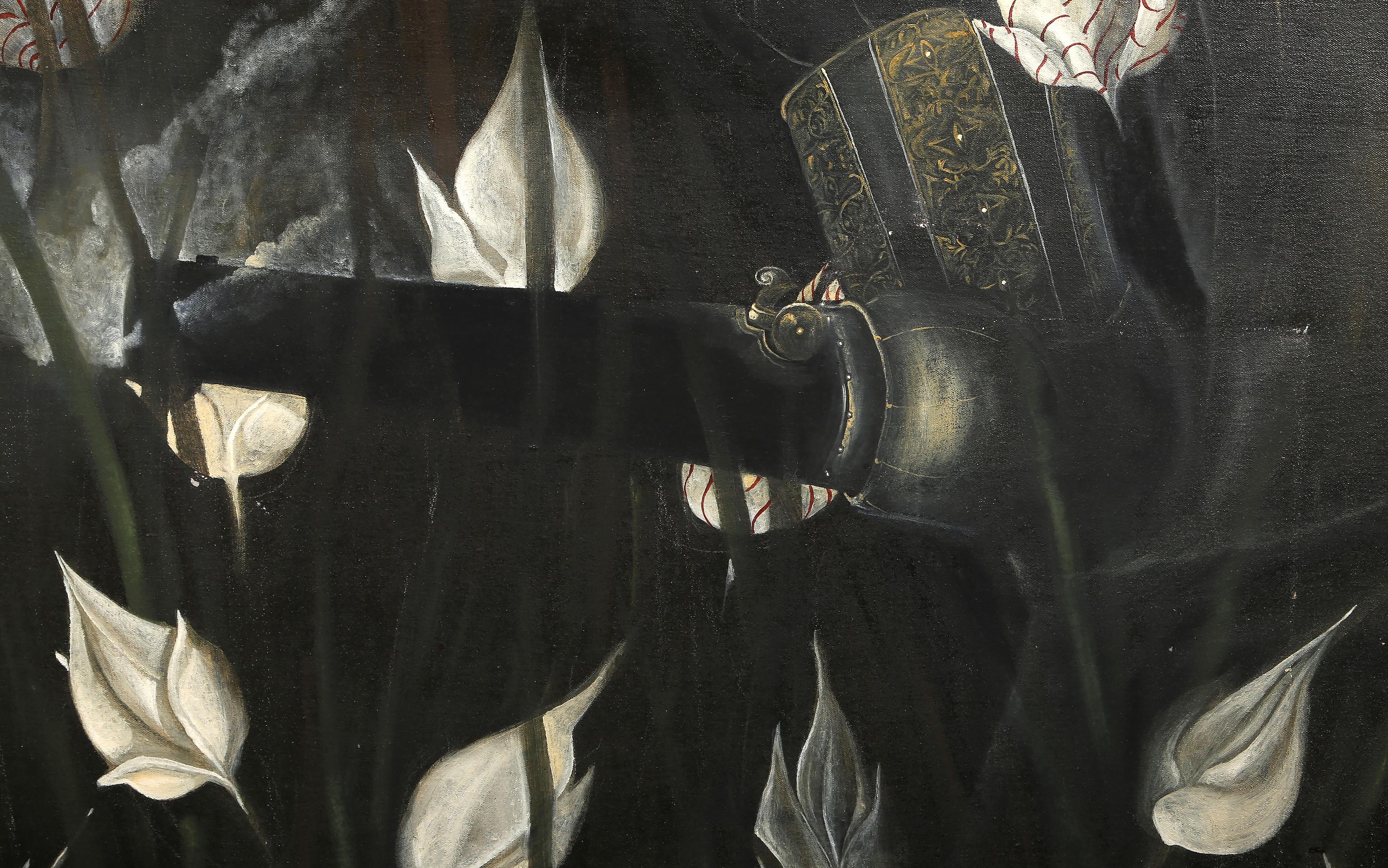 Caceria, pittura surrealista a tecnica mista di Geandy Pavon in vendita 1