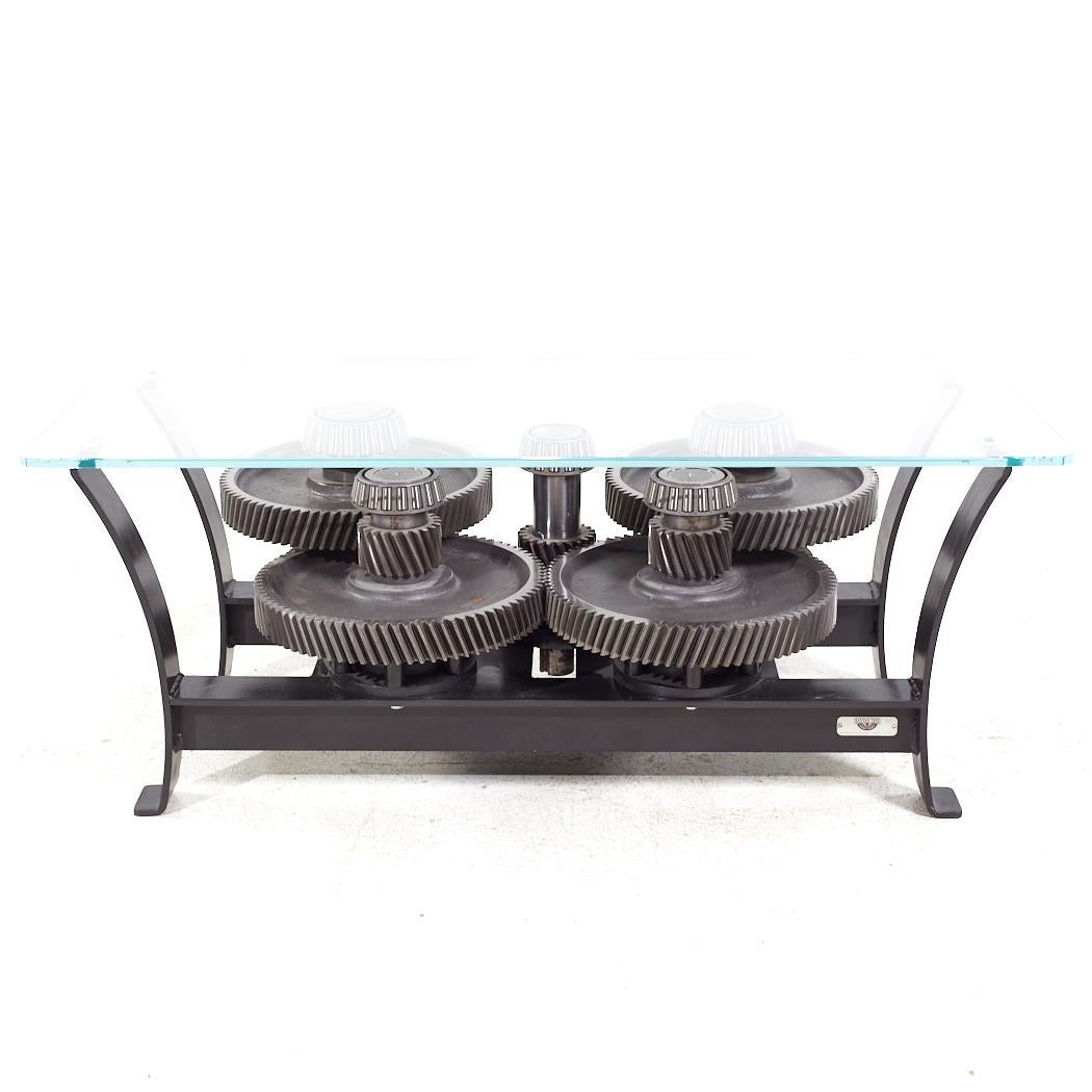 Modern Gear Box with Glass Top Coffee Table For Sale