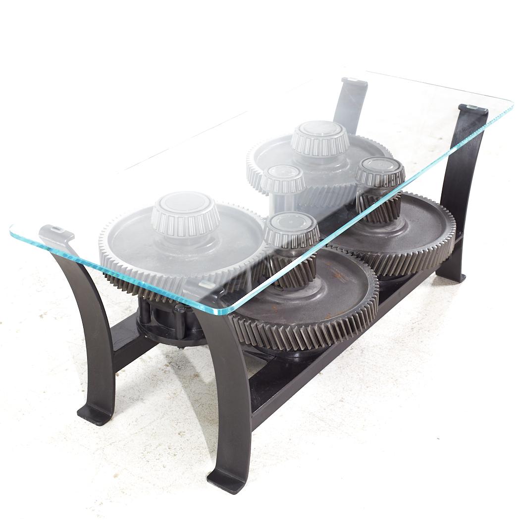 American Gear Box with Glass Top Coffee Table For Sale