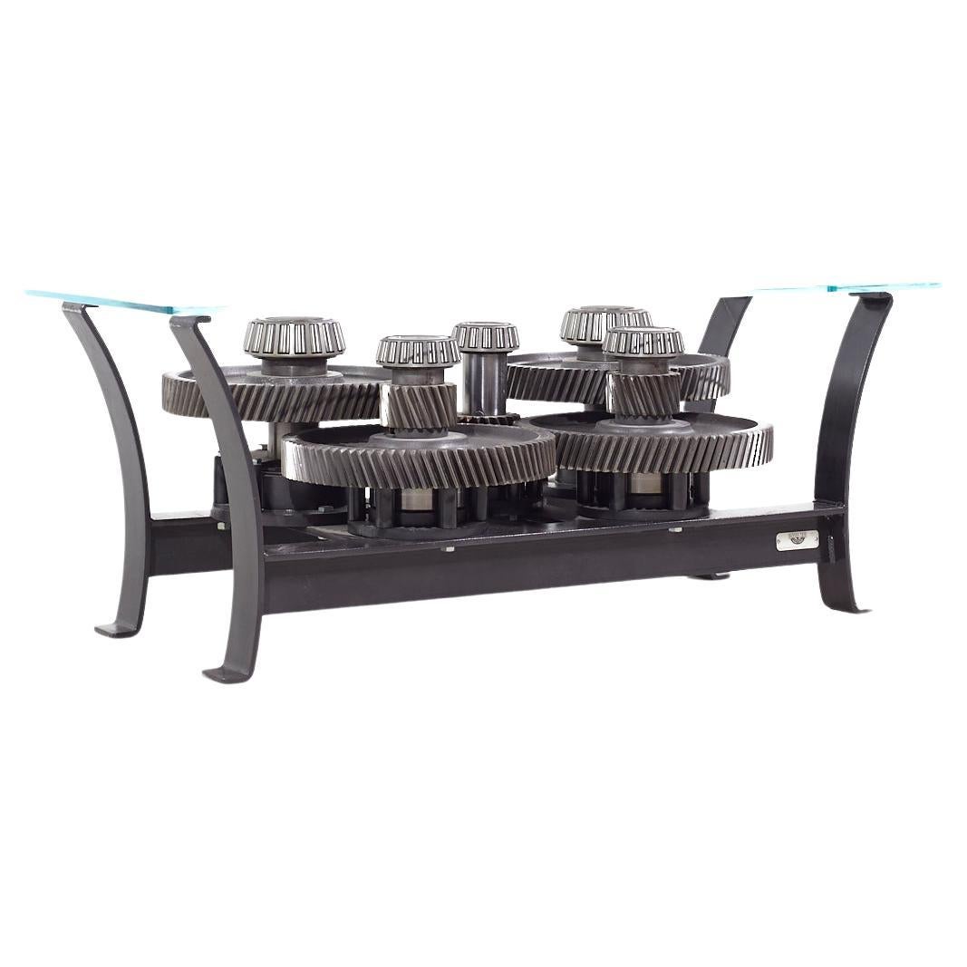 Gear Box with Glass Top Coffee Table For Sale