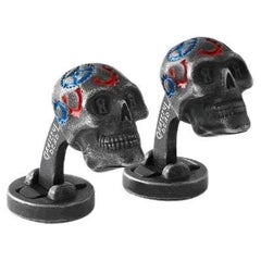 Boutons de manchette Gear Skull en acier inoxydable plaqué IP noir
