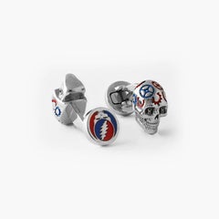 Gear Skull Cufflinks in IP Plated Stainless Steel