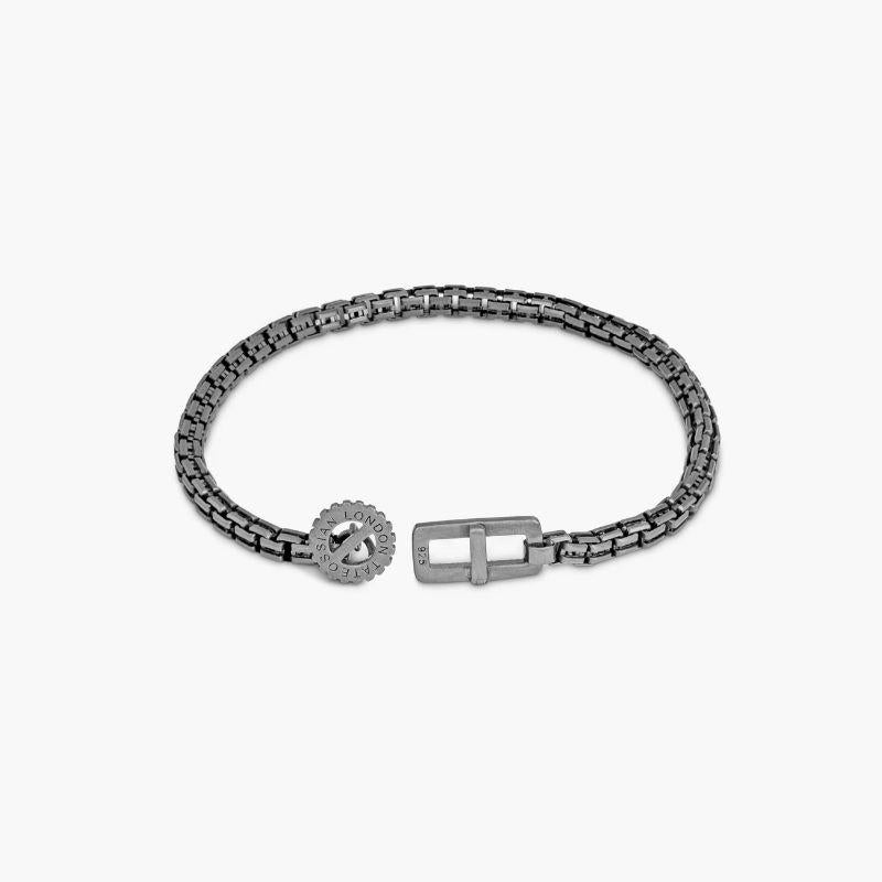 Bracelet à chaîne vénitienne en argent sterling oxydé Gear Gear, taille S Neuf - En vente à Fulham business exchange, London
