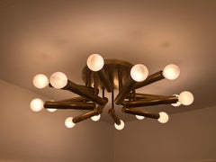 Geatano Sciolari Lampada da soffitto o applique Sputnik in ottone 1960
