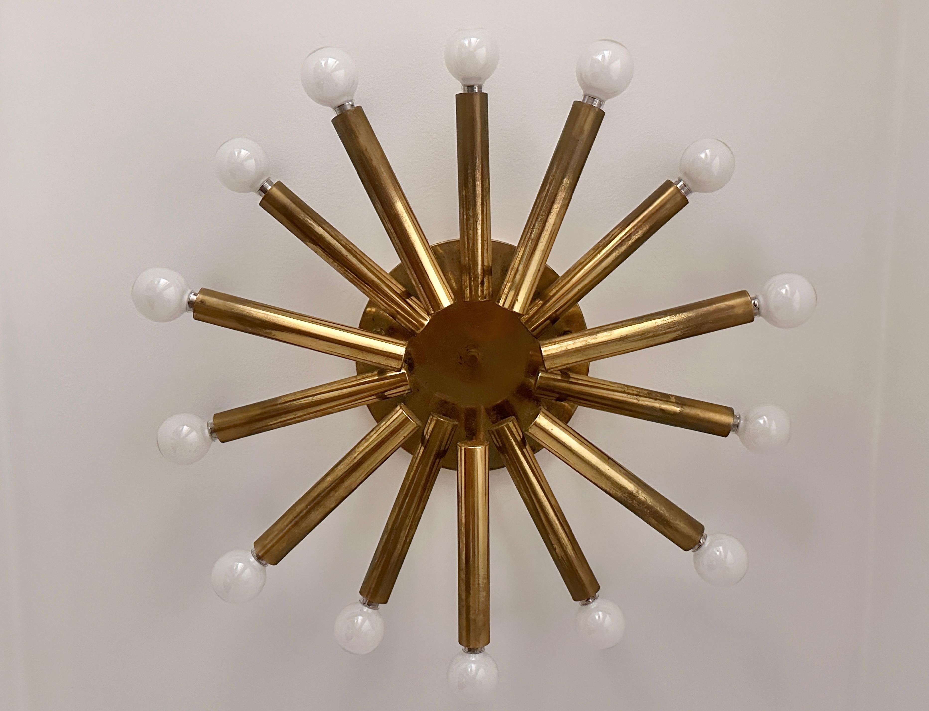Mid-Century Modern Geatano Sciolari Brass Sunburst Sputnik Ceiling Lamp or Wall Sconce 1960s