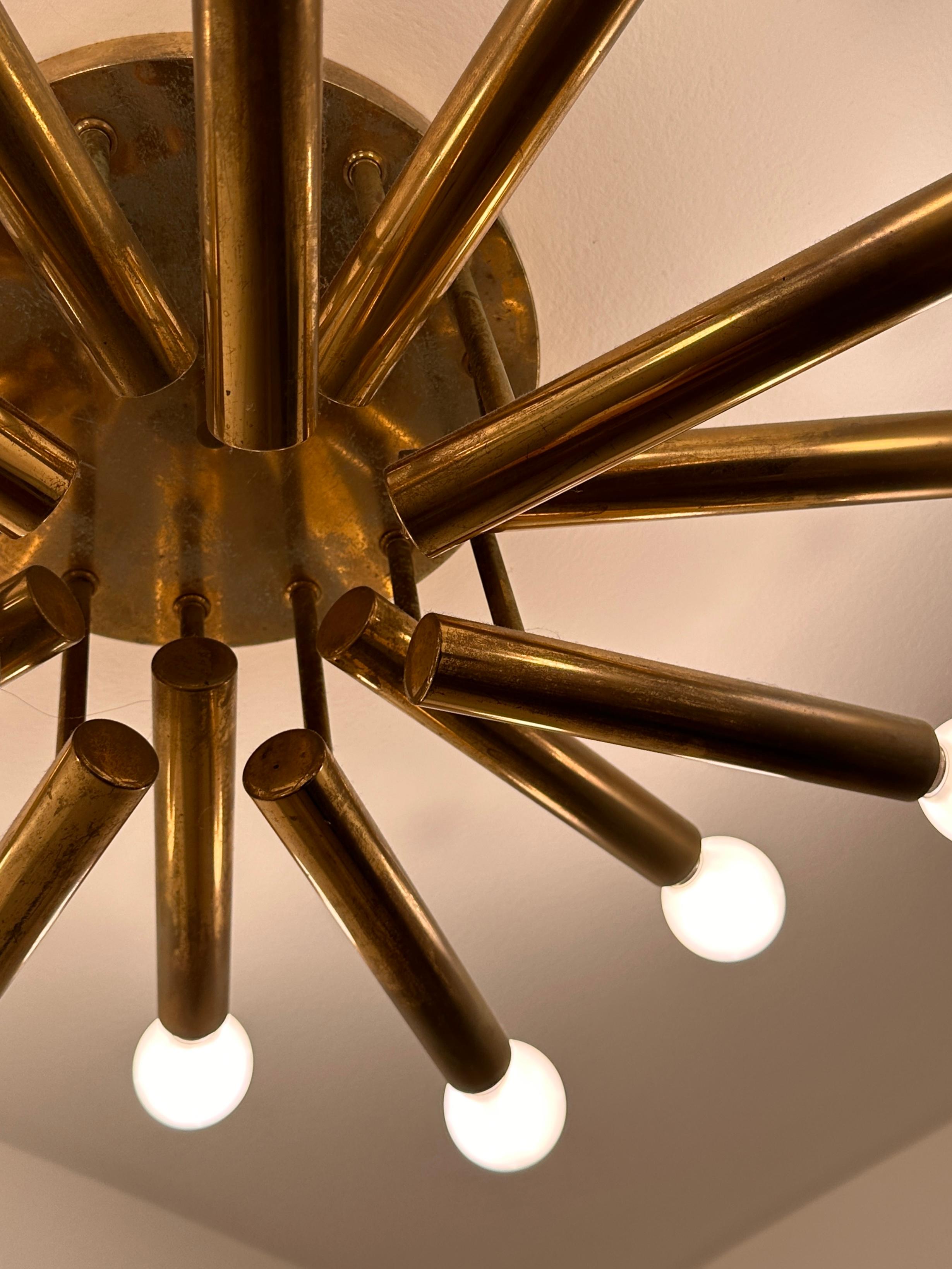 Geatano Sciolari Brass Sunburst Sputnik Ceiling Lamp or Wall Sconce 1960s 1