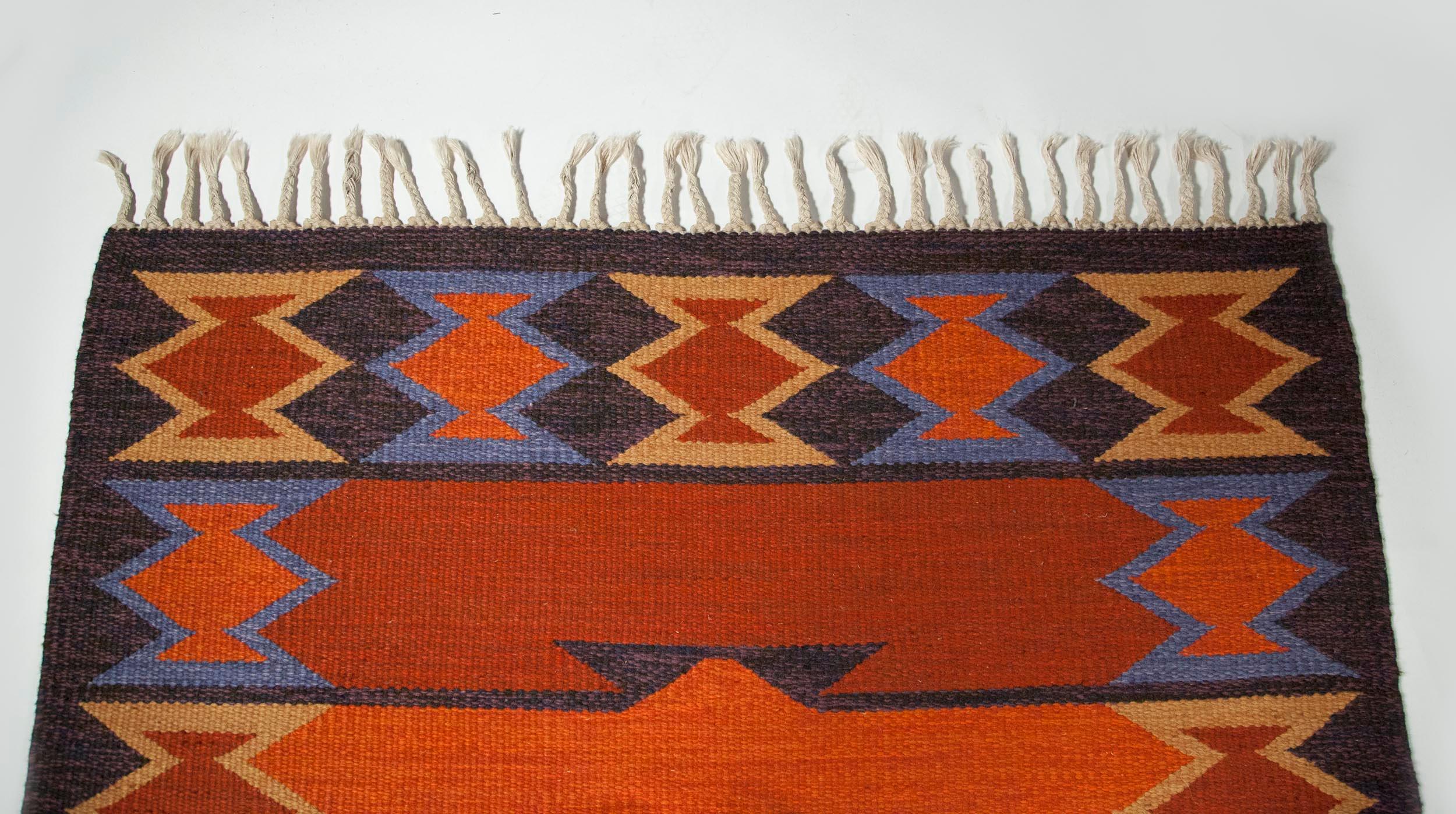 Geate Lantz, Swedish Flat-Weave Rug Signed GL, Sweden, 1960s For Sale 3