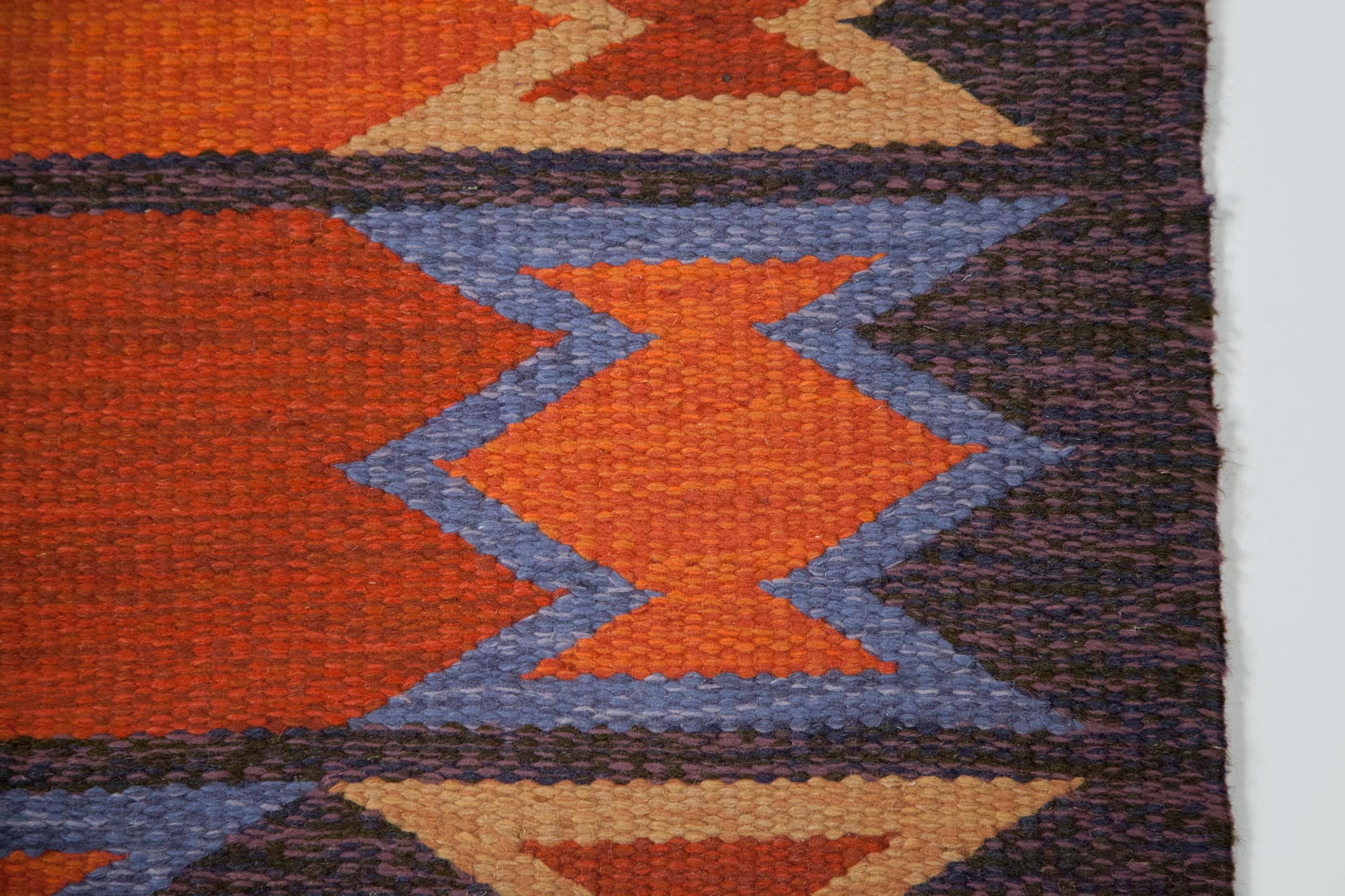 Geate Lantz, Swedish Flat-Weave Rug Signed GL, Sweden, 1960s For Sale 8