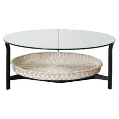 Gebr. Jonkers Modernist Glass Coffee Table with White Basket