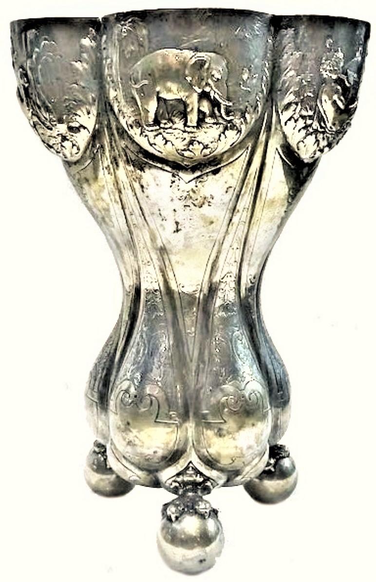 Gebruder Dingeldein, Venetian Baroque-Style Silver Vase, Hanau, 19th Century 2