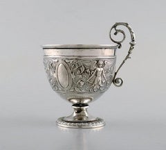 Gebrüder Friedländer, Berlin, Coffee Cup with Saucer in Silver, 19th Century