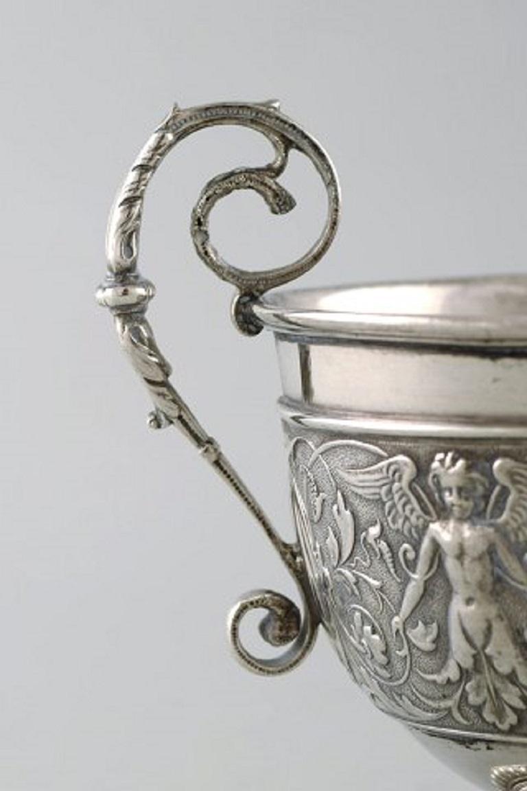 German Gebrüder Friedländer, Berlin, Coffee Cup with Saucer in Silver, 19th Century