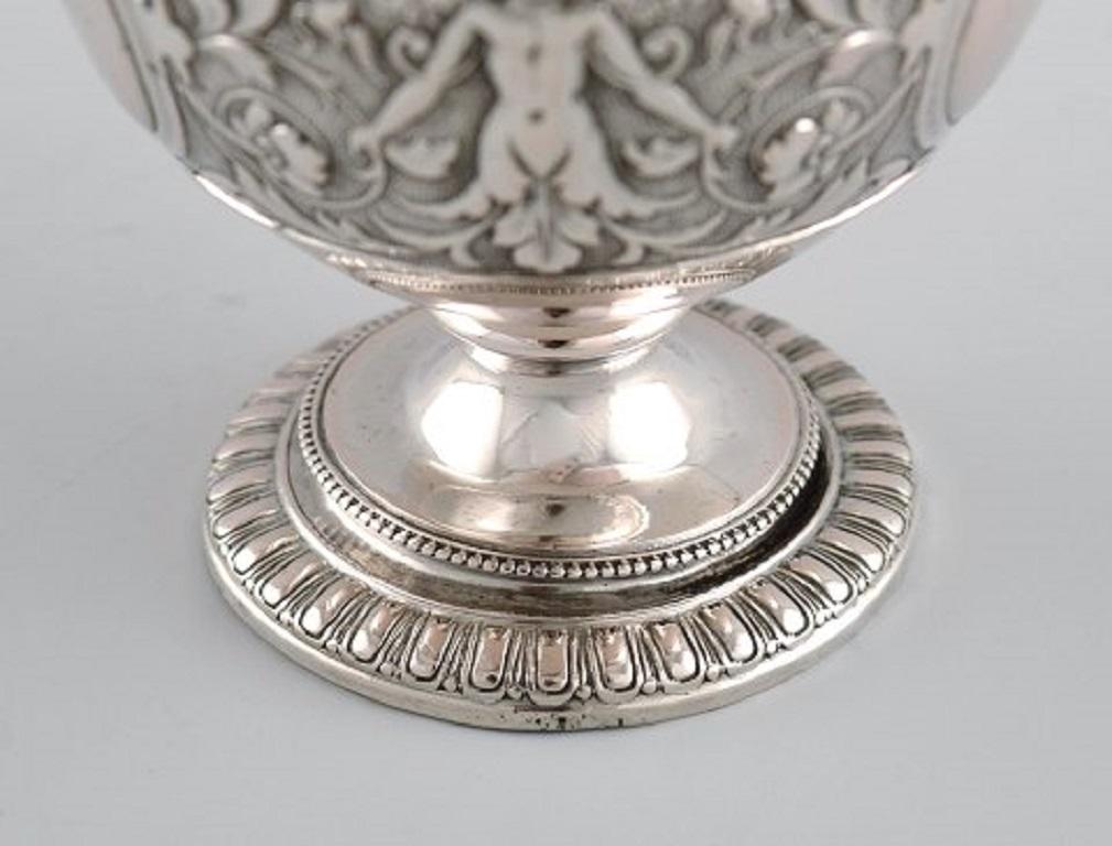 German Gebrüder Friedländer, Berlin, Antique Coffee Cup with Saucer in Silver