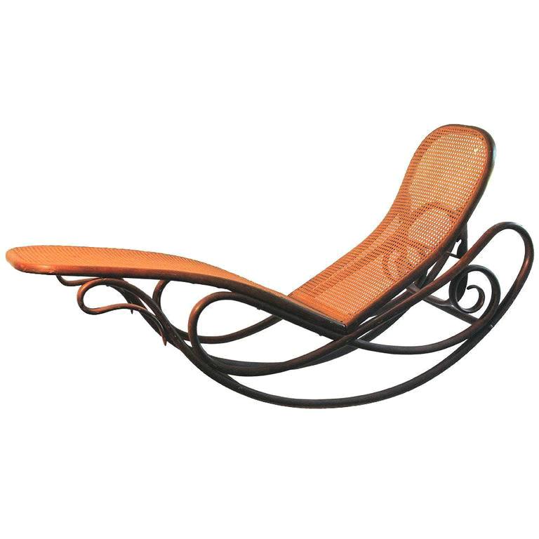 Chaise longue à bascule en bois cintré Gebruder Thonet, 1880-1883 en vente