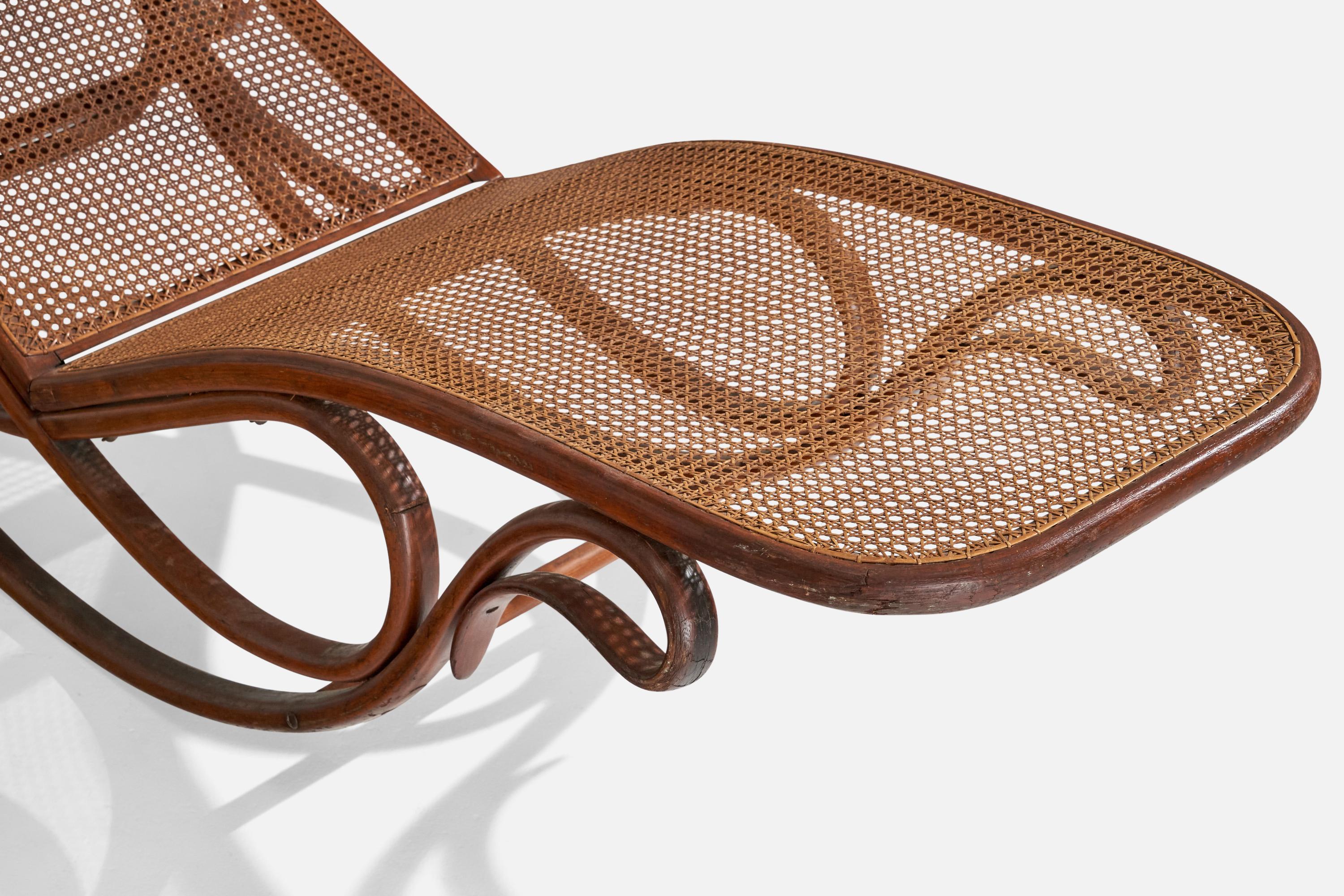 Gebruder Thonet, Rocking Chaise, Bentwood, Cane, Austria, 1900s For Sale 8