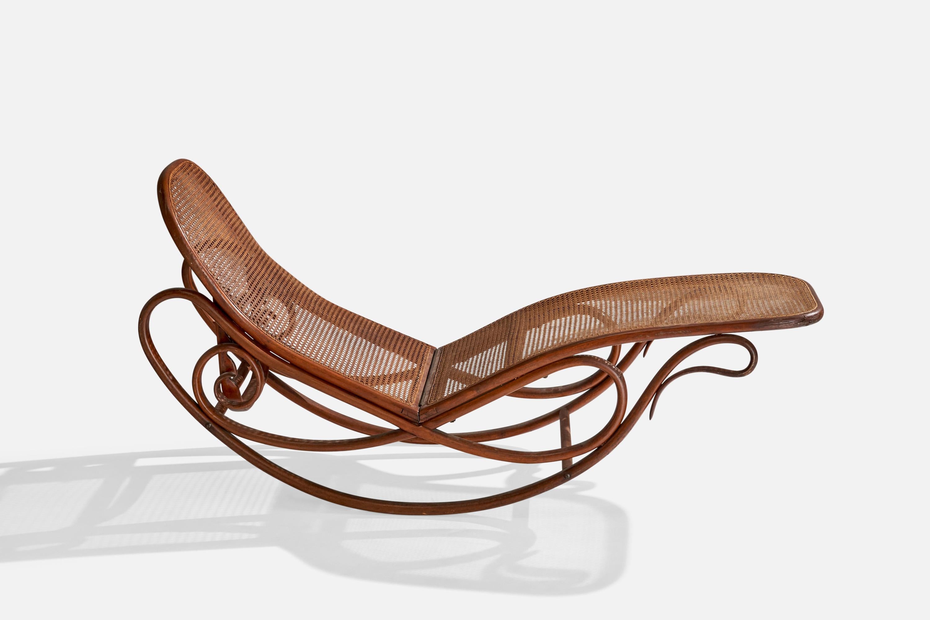 Gebruder Thonet, Rocking Chaise, Bentwood, Cane, Austria, 1900s For Sale 1