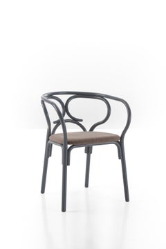 Gebrüder Thonet Vienna GmbH Brezel Armchair in Blue Grey with Upholstered  Seat For Sale at 1stDibs