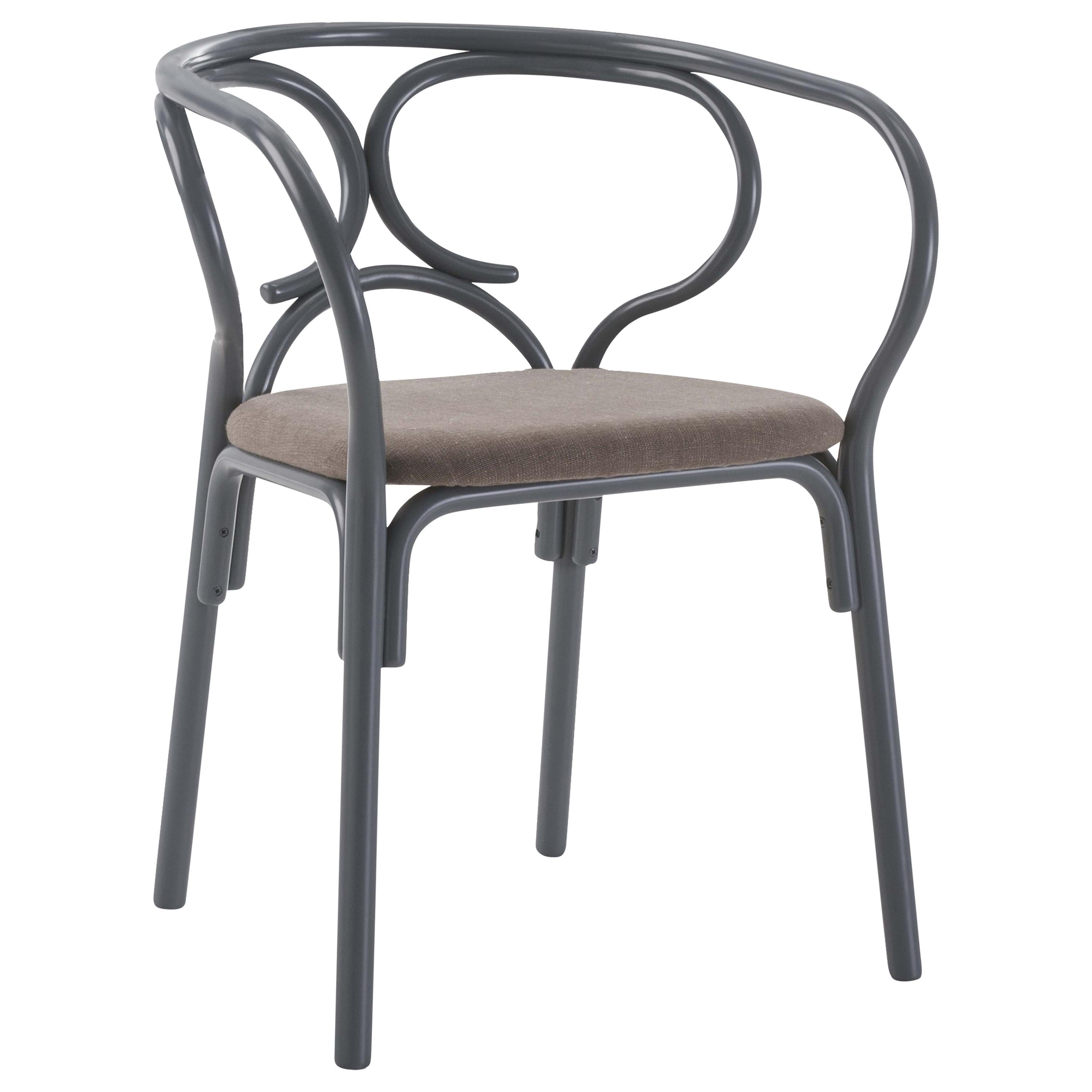 Gebrüder Thonet Vienna GmbH Brezel Armchair in Blue Grey with Upholstered Seat For Sale