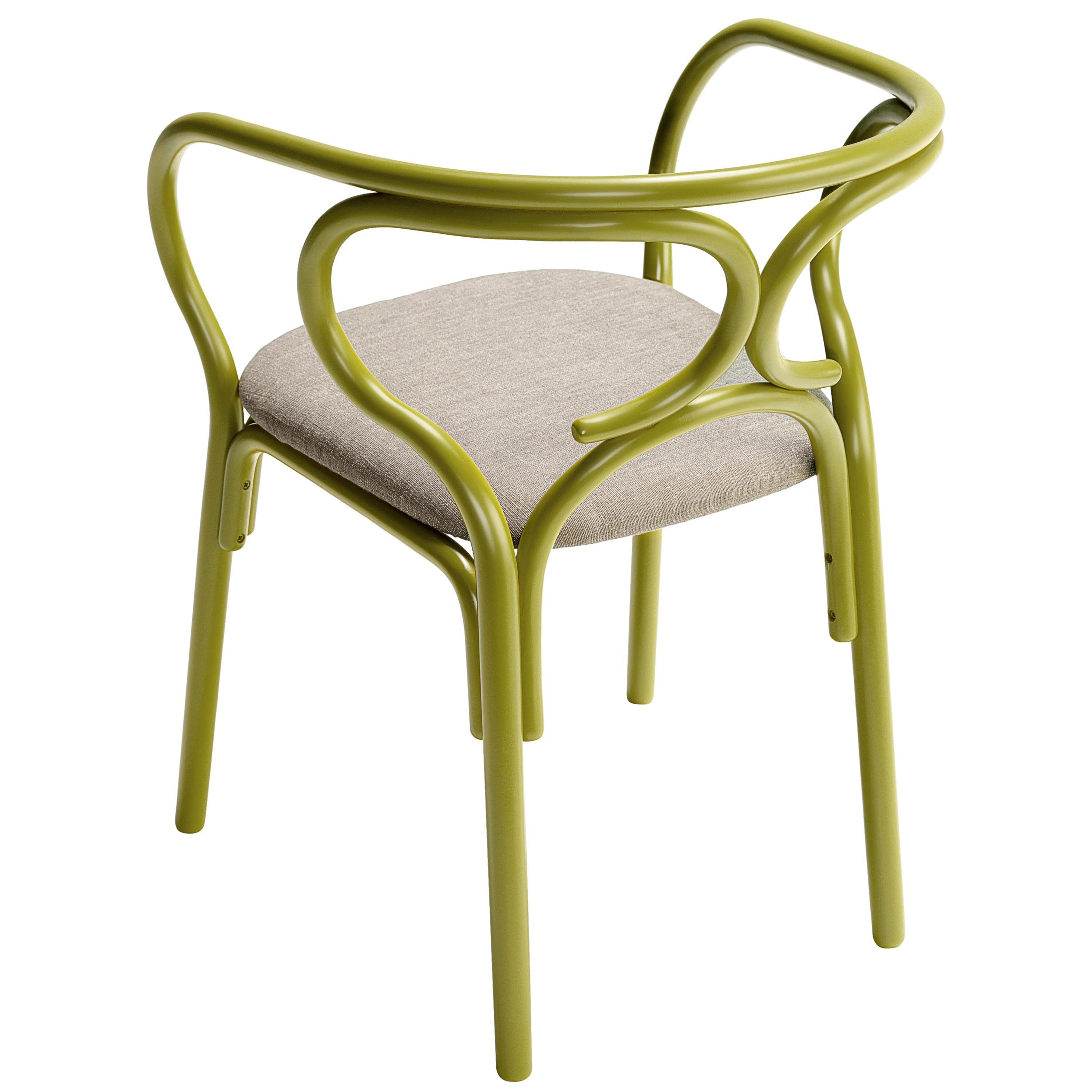 Gebrüder Thonet Vienna GmbH Brezel Armchair in Curry Yellow and Upholstered Seat For Sale