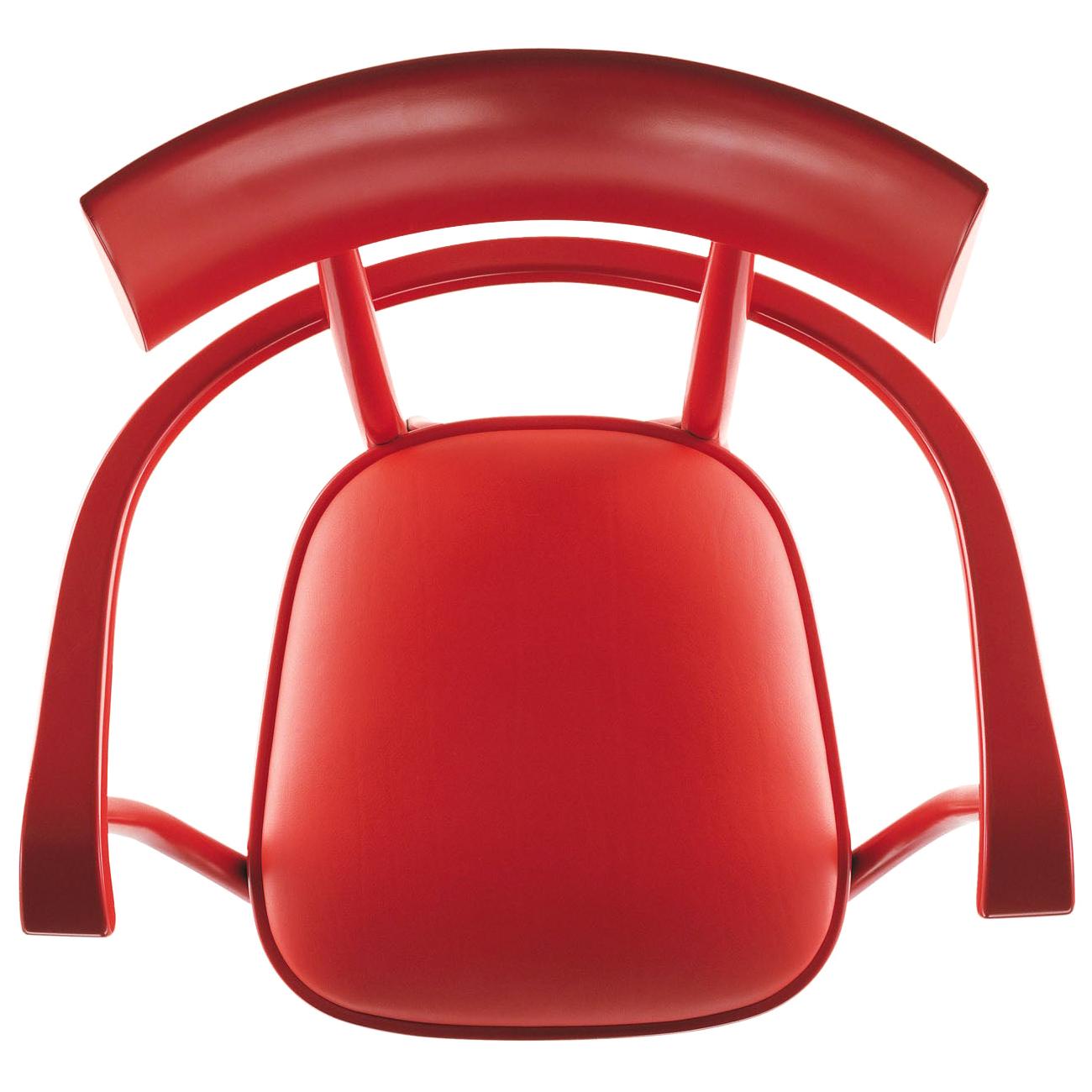 Gebrüder Thonet Vienna GmbH Czech Armchair in Flame Red with Upholstered Seat