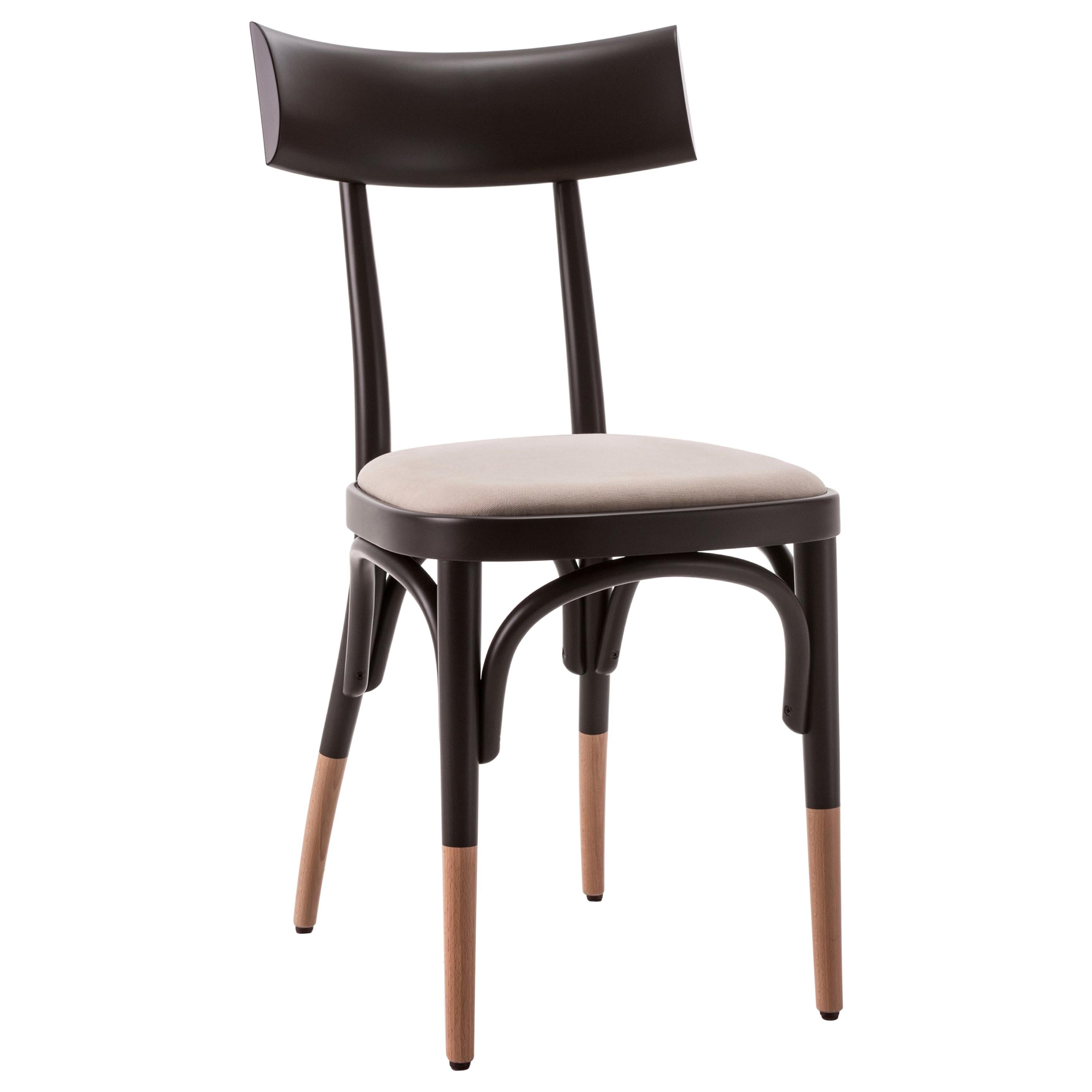 Gebrüder Thonet Vienna GmbH Czech Black Chair with Upholstered Seat & Beech Feet For Sale