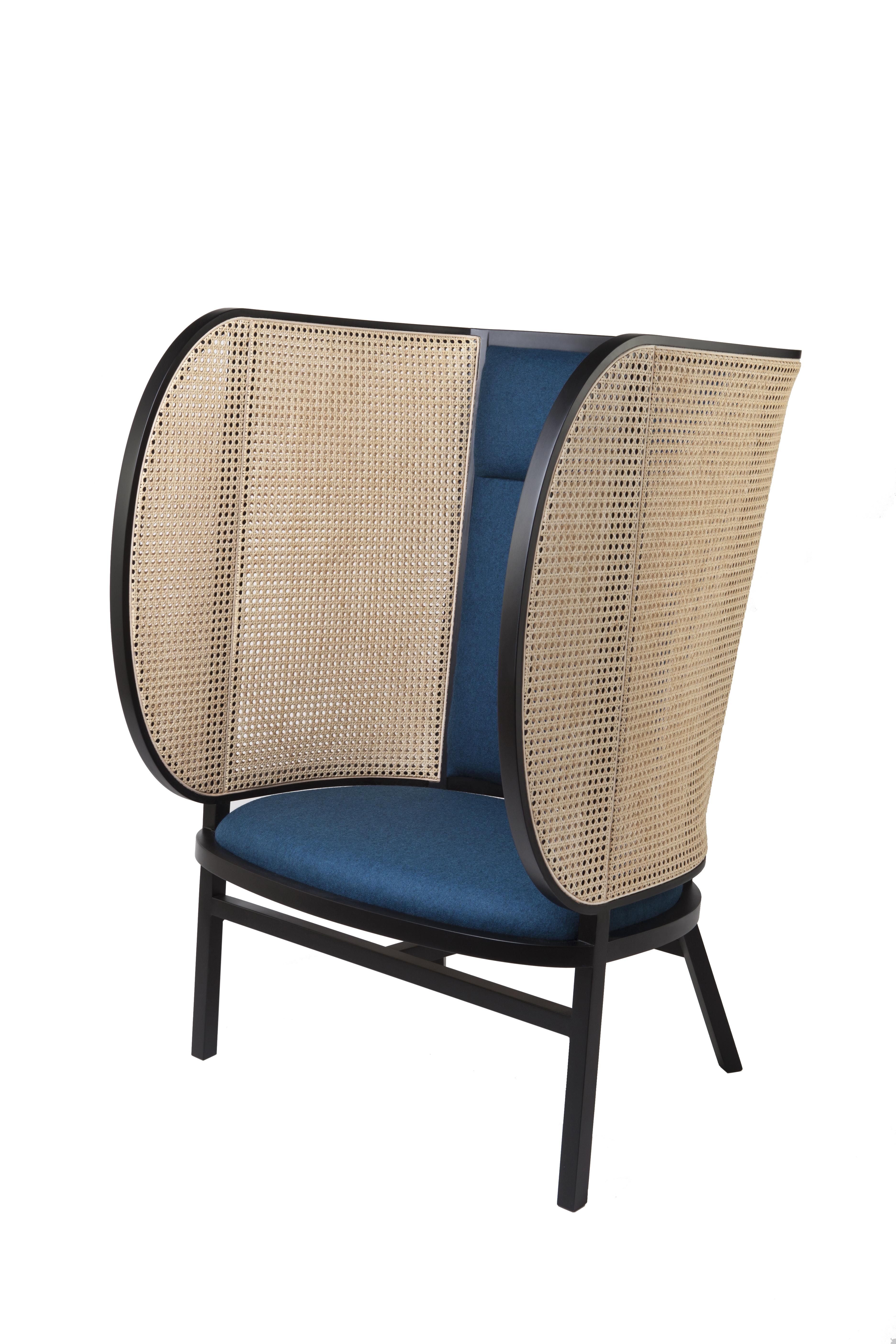 Austrian Gebrüder Thonet Vienna GmbH Hideout Lounge Black Chair with Upholstered Backrest For Sale