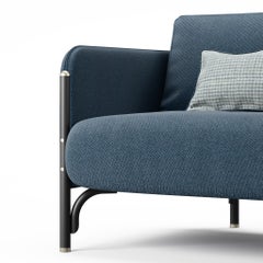 Gebrüder Thonet Vienna GmbH Sofá de 2 plazas Jannis de espuma con tapicería azul