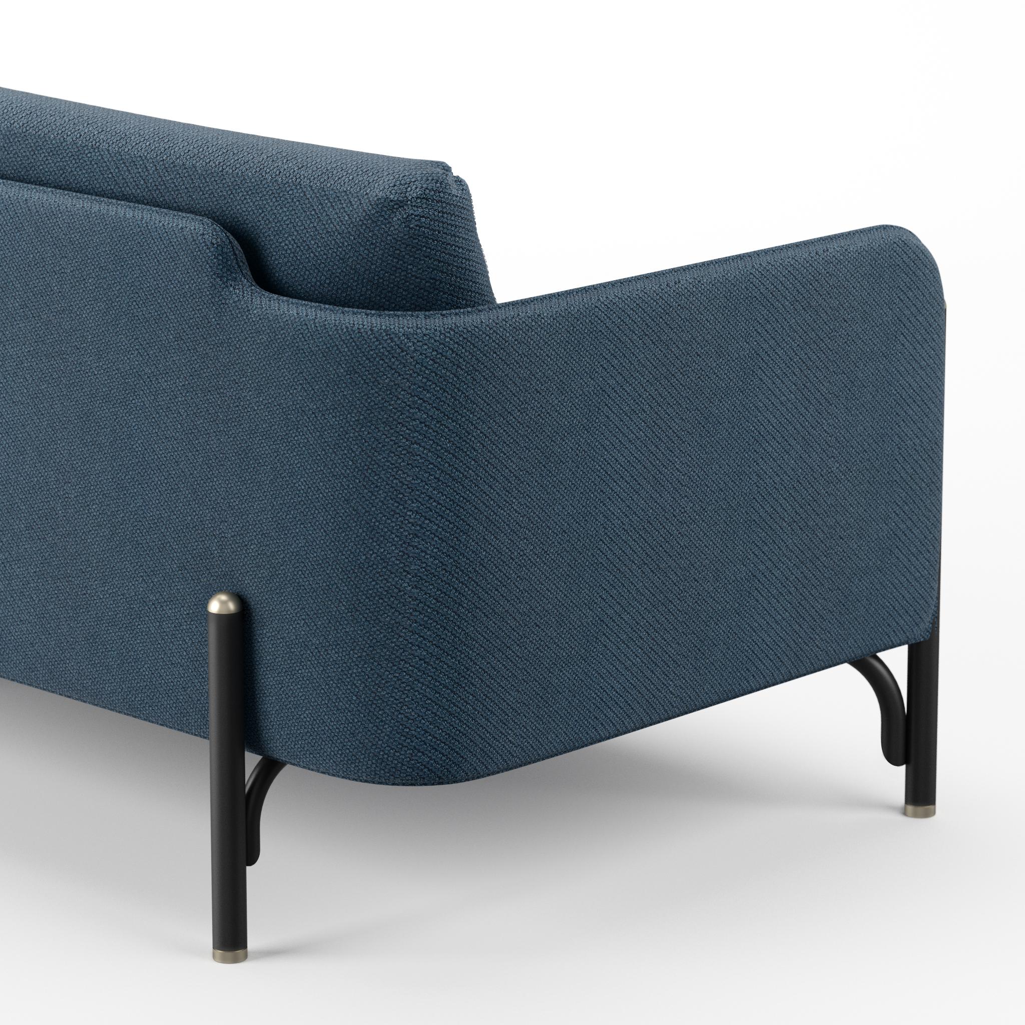 Moderne Gebrüder Thonet Vienna GmbH Canapé Jannis à 2 places en mousse avec tissu d'ameublement bleu  en vente