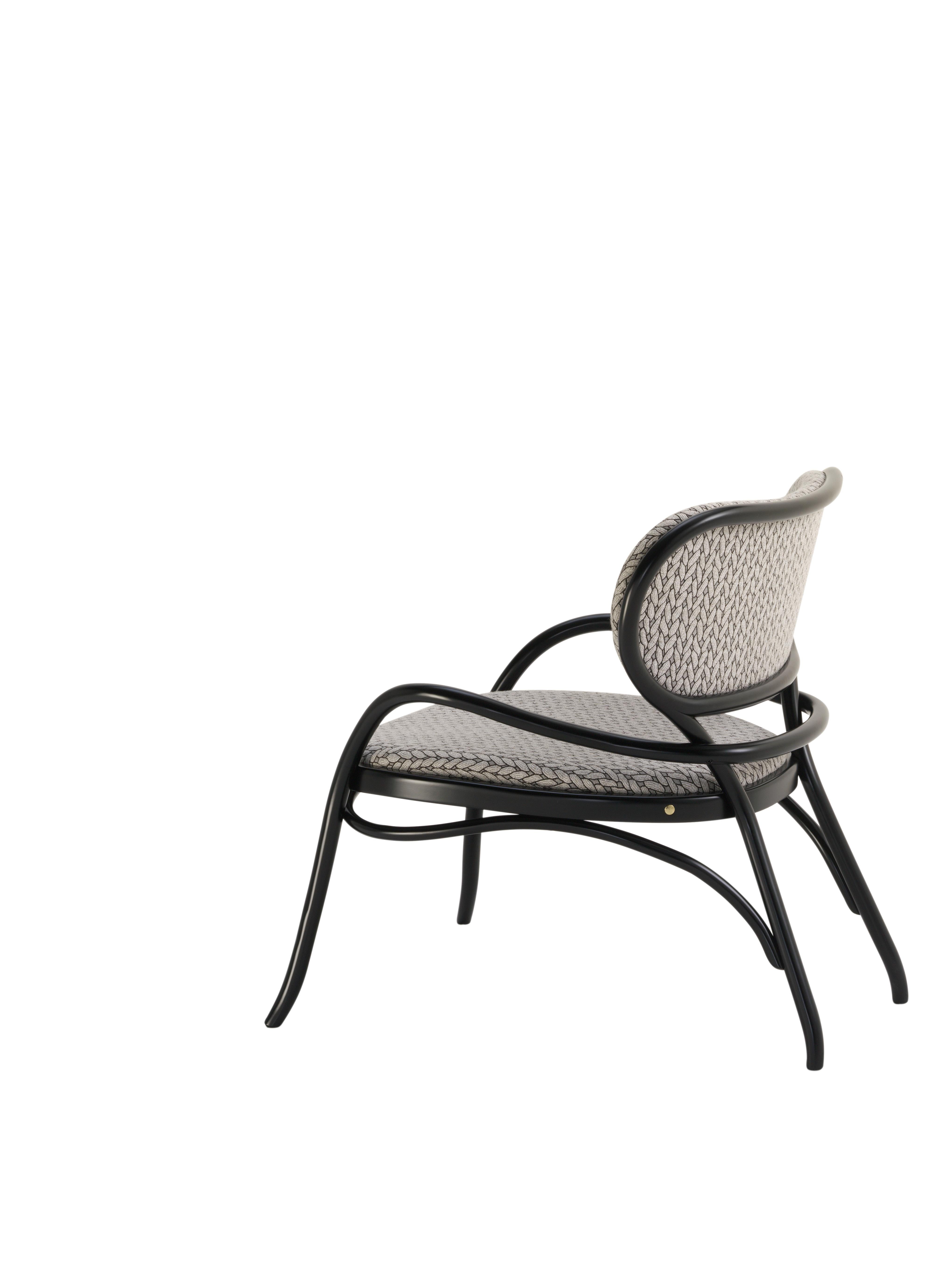 Wood Gebrüder Thonet Vienna GmbH Lehnstuhl Lounge Chair with Upholstered Seat For Sale