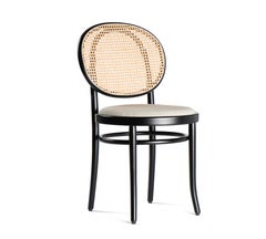 Gebrder Thonet Vienna GmbH N.0 Schwarzer Stuhl mit Rohrrückenlehne und gepolstertem Sitz