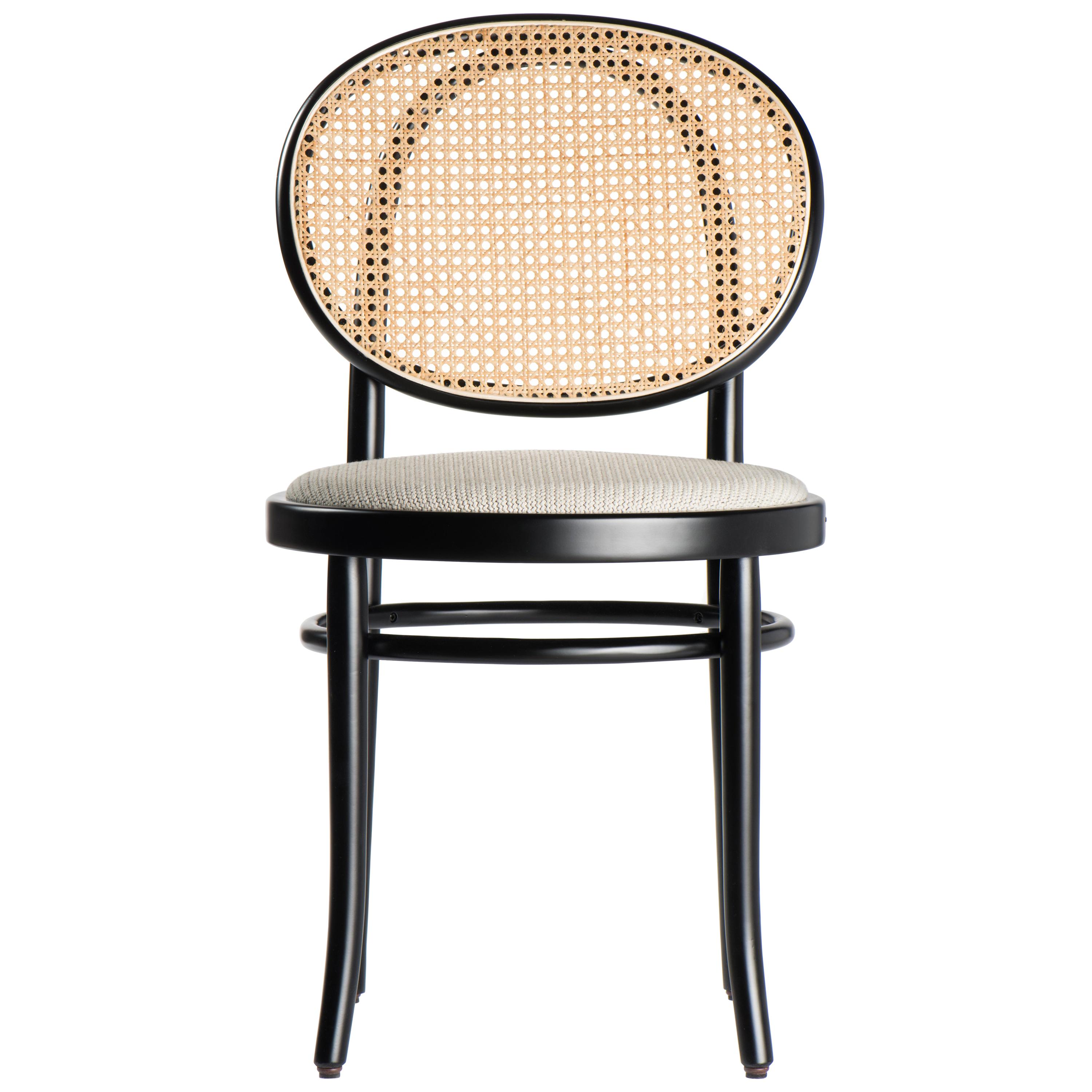Gebrüder Thonet Vienna GmbH N.0 Black Chair in Cane Backrest & Upholstered Seat